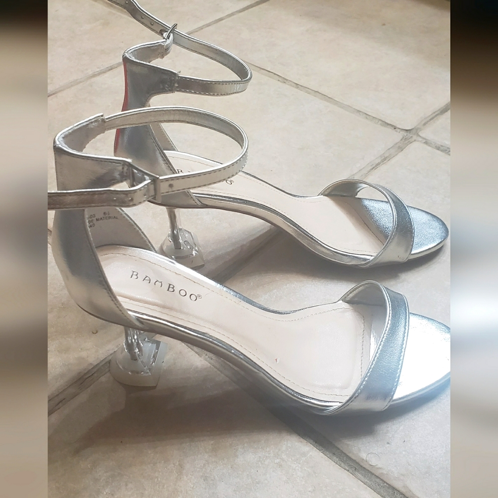 Silver pumps. Worn once.